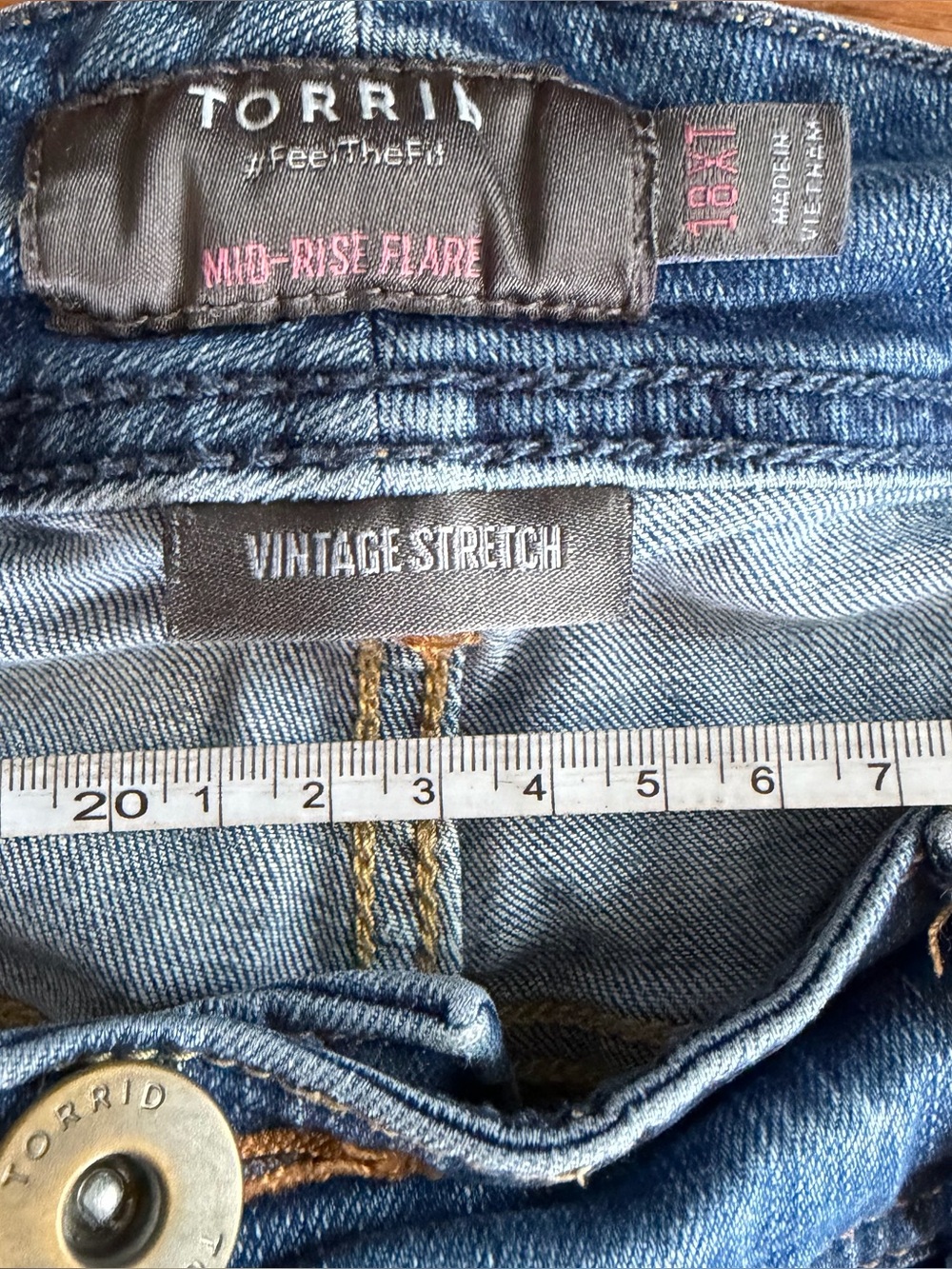 Torrid Mid Blue High-Rise Flare Jeans- size 18xlt - Picture 3 of 8